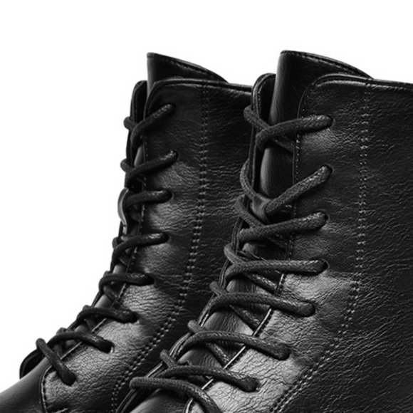 Mid-heel chunky heel and fleece lace-up side zip M - Picture 4 of 8